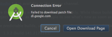 Connection Error Failed to download patch